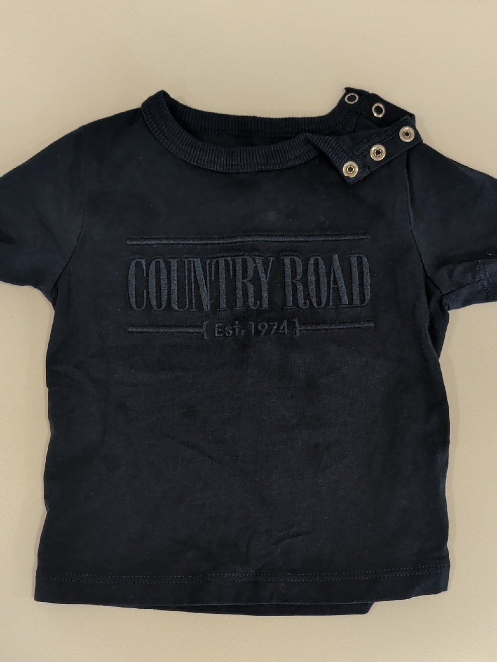 Country Road Navy Short-Sleeve Logo Tee 3-6m